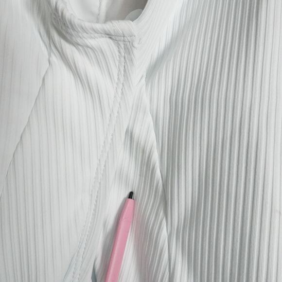 Flaws Andie Swim Women's Tulum White Ribbed Swimsuit Large Tall Long Torso 5175 - Picture 10 of 11